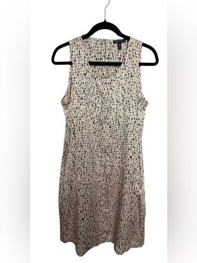 Eileen Fisher Silk Cotton Dash Print Sleeveless Shift Dress Petite Small